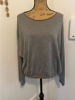 J. Crew Metallic Gray 100% Merino Wool Lightweight Top